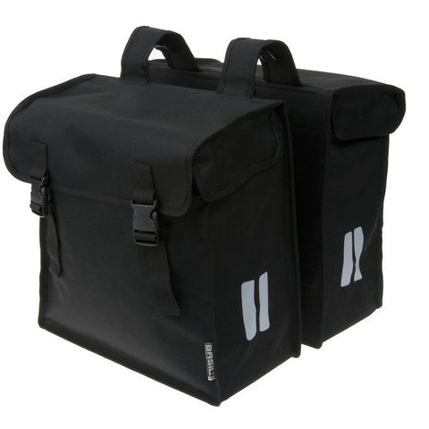 ALFORJAS BASIL MARA XXL CON REFLECTANTE NEGRO IMPERMEABLE 47L(36x16x45)CIERRE CLICK