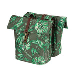 ALFORJAS BASIL EVER-GREEN 28-32L CON REFLECTANTE CIERRE MOSQUETON POLIESTER VERDE/HOJAS