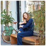 ALFORJAS BASIL EVER-GREEN 28-32L CON REFLECTANTE CIERRE MOSQUETON POLIESTER VERDE/HOJAS