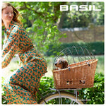 CESTA TRASERA PARA PERROS BASIL PASJA 38L 50 cm CON PLACA ADAPTADORA MIK MARRON
