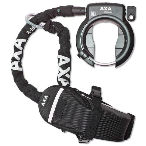 CANDADO CUADRO AXA DEFENDER RL 100+CADENA+BOLSA APERTURA ANCHO 50 mm NEGRO