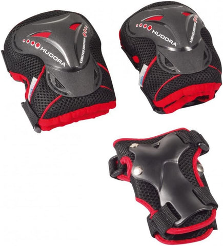 Protectores Set Hudora F. Scooter + Patines en línea, todo el año, unisex, color , tamaño schwarz/rot, S Grant