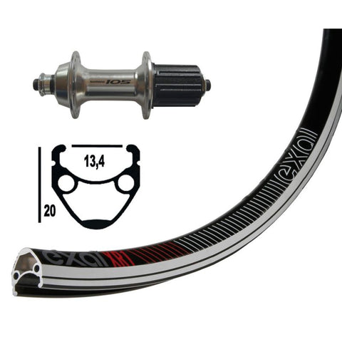 RUEDA TRASERA 700C WINORA EXAL XR-1 36 AGUJEROS SHIMANO 105 QR 130 mm 10/11V.NEGRO/PLATA (622-13)